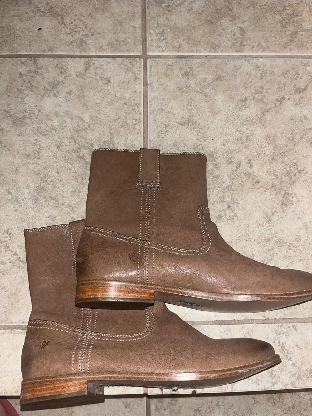 Frye Brown Distressed Leather Pull On Ankle Boots Women’s 8M